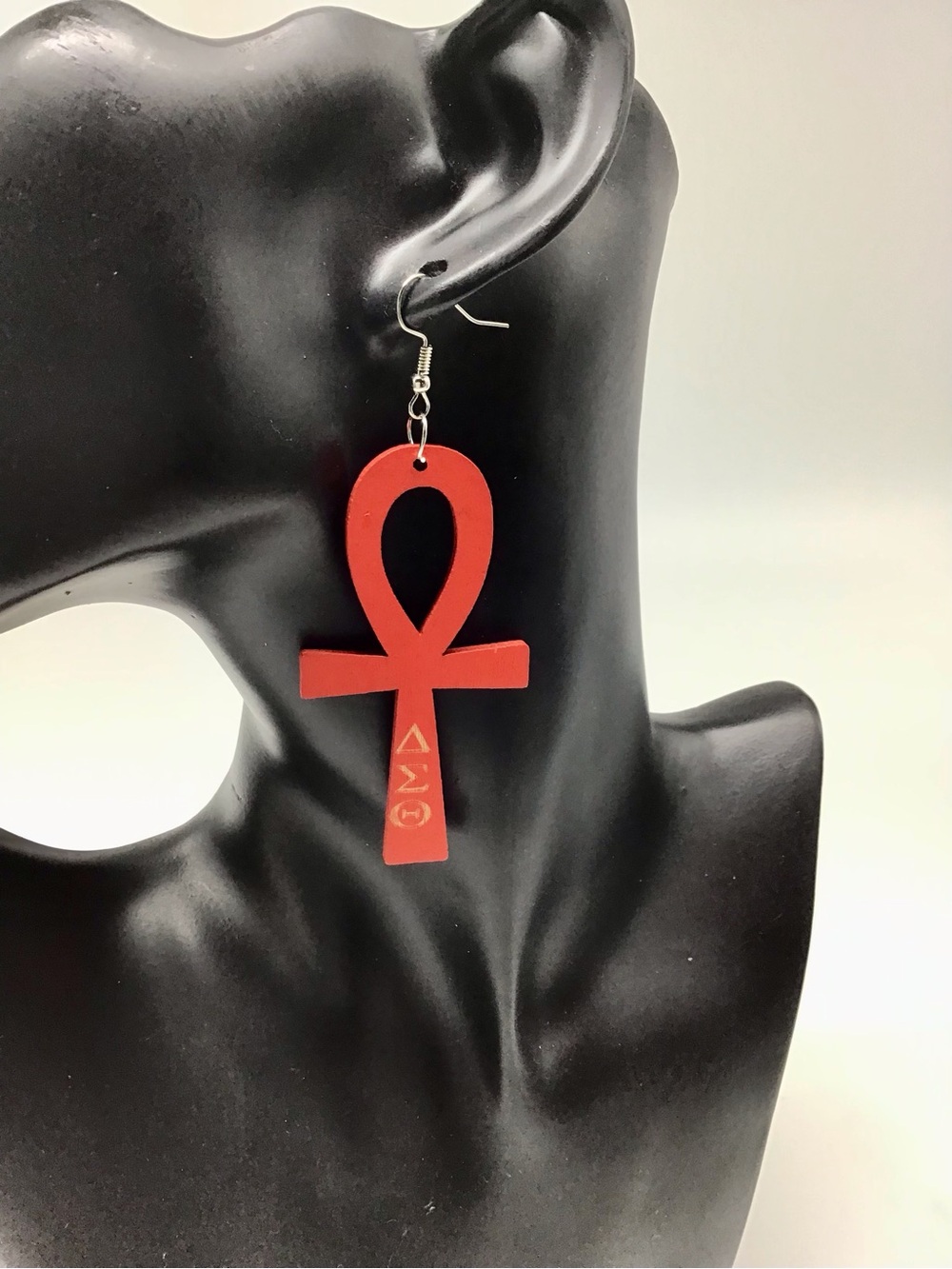 Delta Sigma Theta Wooden Drop Earrings with Greek Lettering